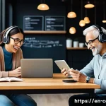 어학원 수업료 - **Prompt 1: The Modern Language Learner's Journey**
A vibrant, diverse group of individuals of v...