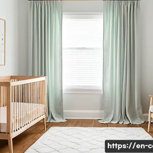 유아용품 구매비용 - A cozy, modern nursery featuring a sturdy, non-toxic wooden crib with a firm mattress, decorated wit...